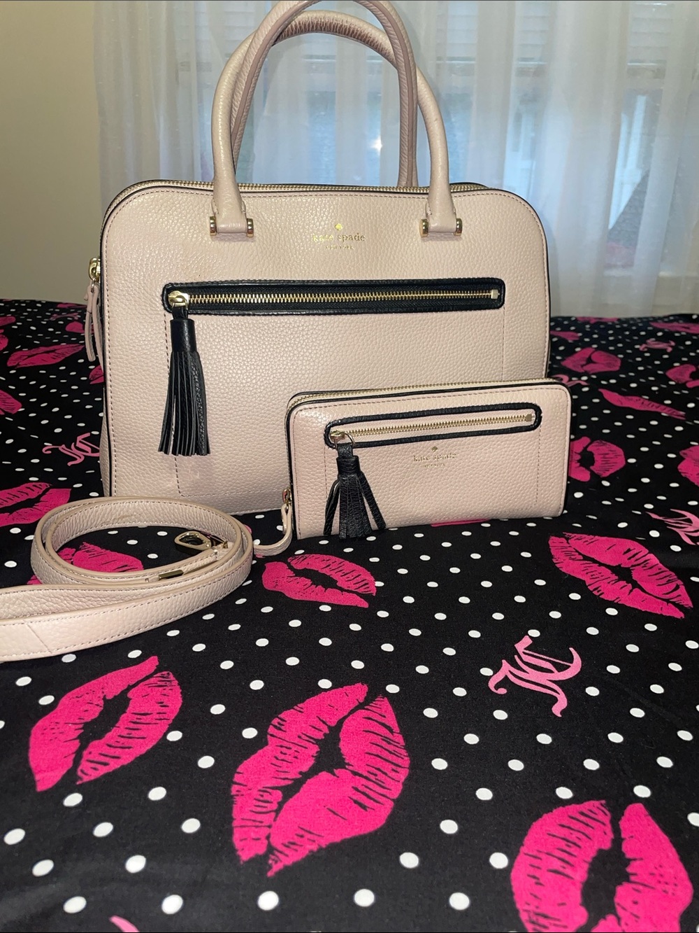 kate spade ♠️ Pebbled Leather Satchel with Matching Wallet